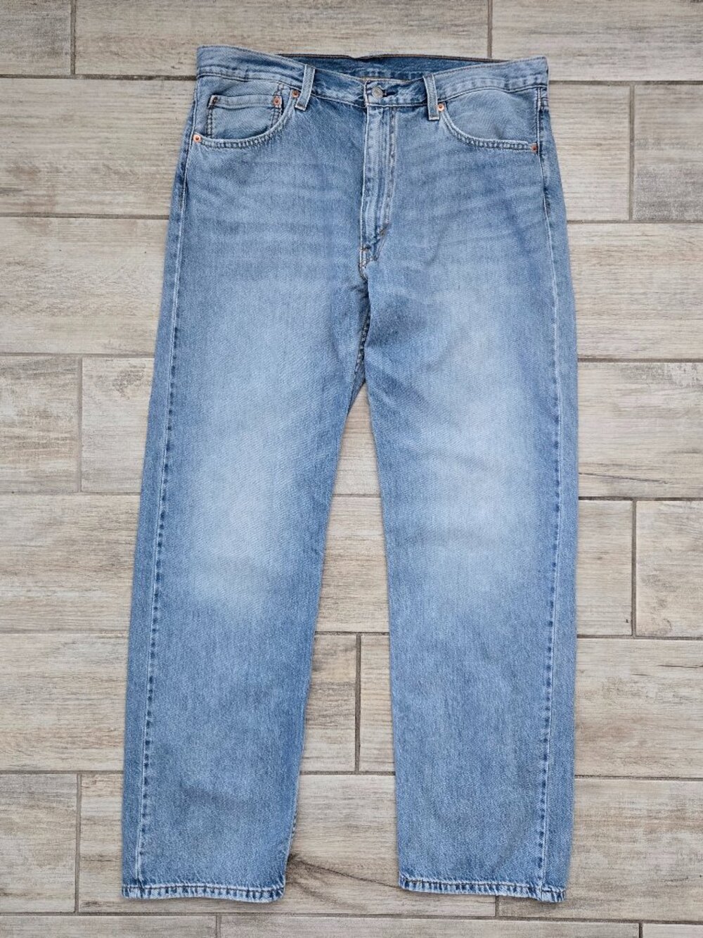 Levi's 555 Sky Blue Relaxed Straight Jeans Men Light Wash Loose Everyday 36W 34L